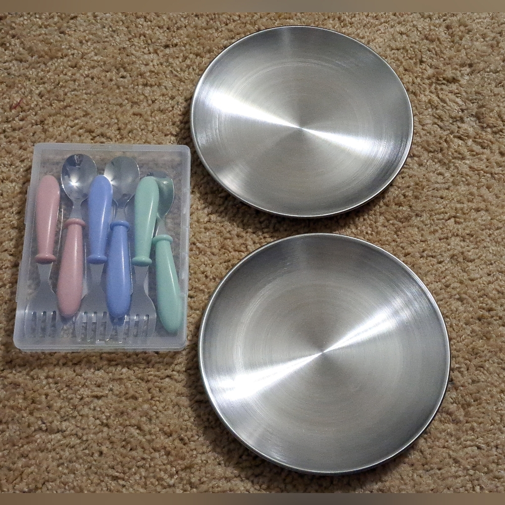 Toddler Silverware Stainless Steel Plates Bundle New